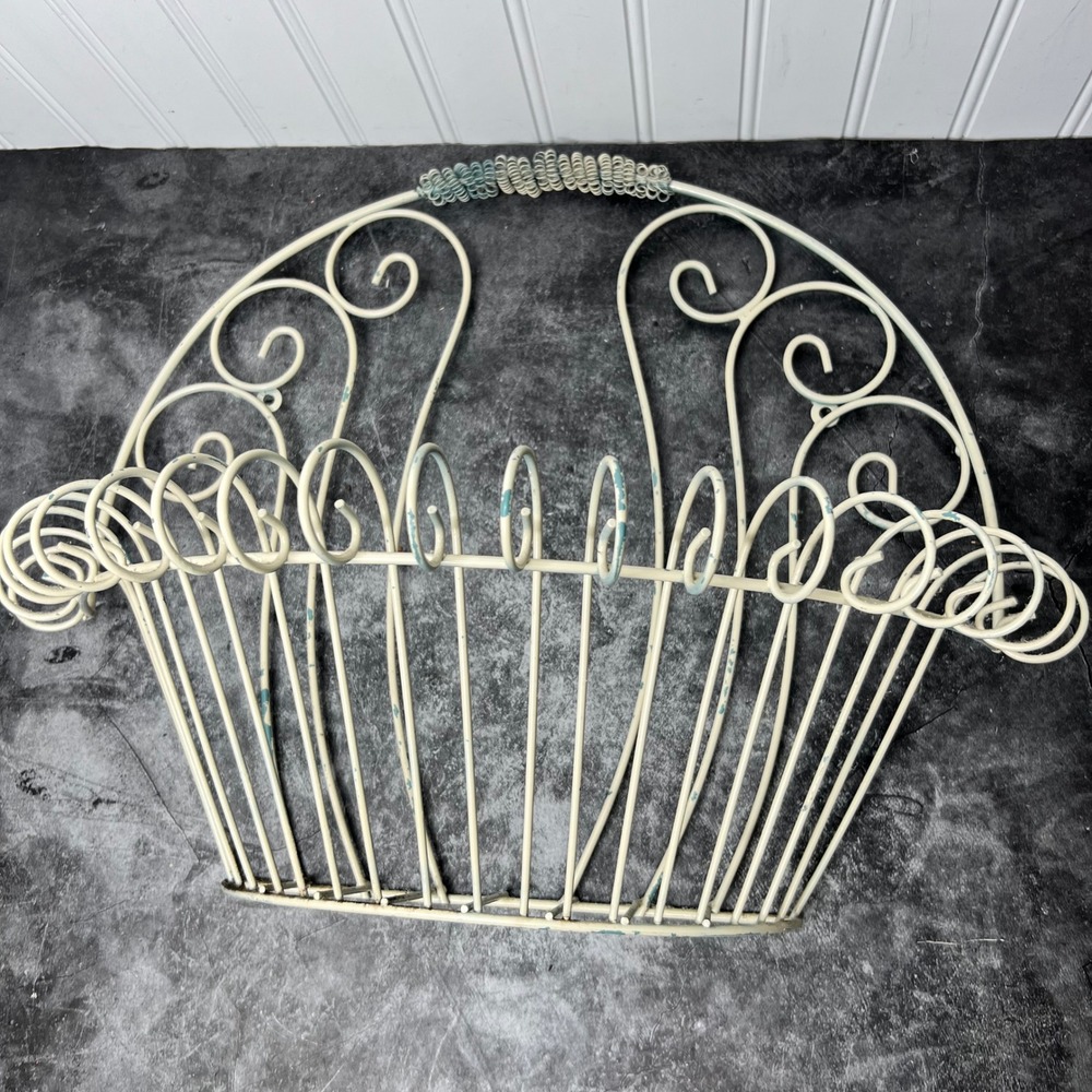 Vintage Large Metal Wire Wall Basket | Cottage Shabby Chic